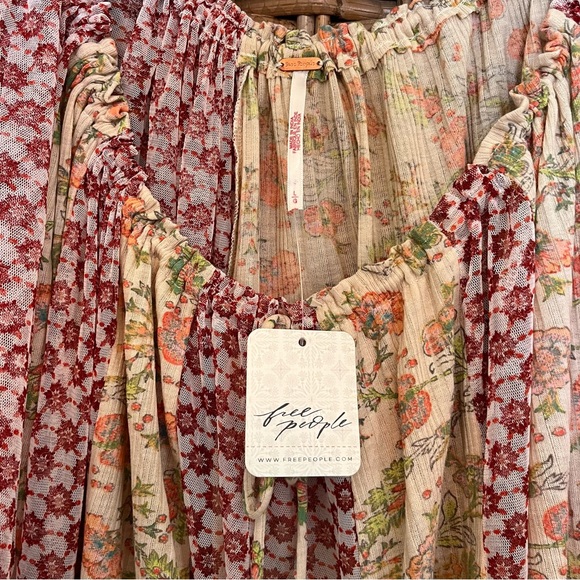 Free People Because I Love You! Printed Oversized Tunic Dress Sheer Large - Picture 5 of 11